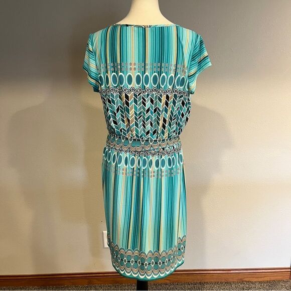 Laundry by Design short sleeve geometric print dress with belt size Large - Picture 8 of 15